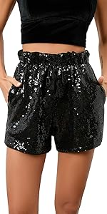 Black sequins short for women