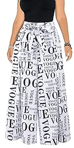 Print high waist wide leg pants for women