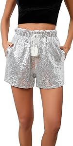 Silver sequins shorts for women