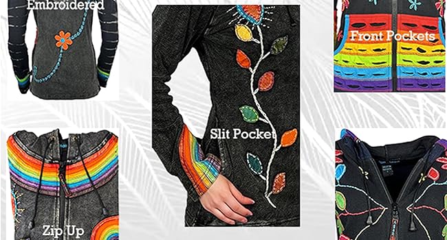 Hippie women''s sweatshirt, funky hoodie, plus size, zip up women, jacket black, jackets sweat fall