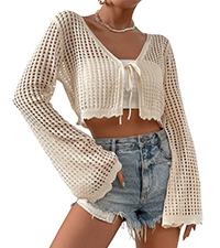 Bell Long Sleeve Tie Up Crop Cardigan