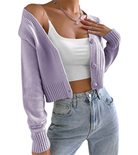 Button Front Crop Cardigan Sweater