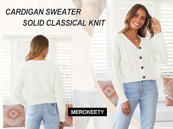 Womens Knit Cropped Cardigan