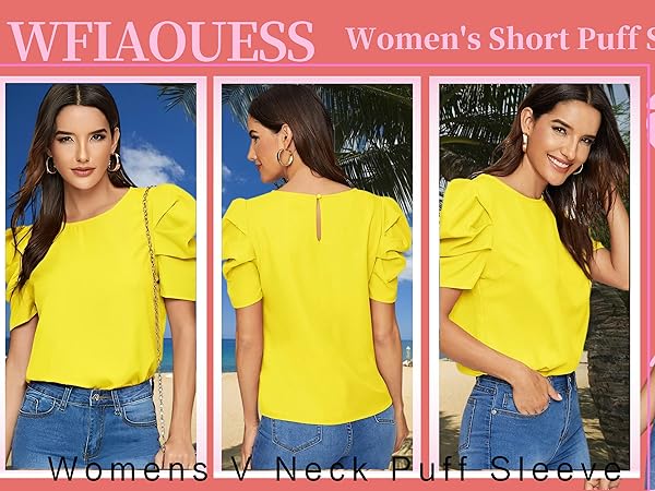 Puff Sleeve Blouse Tops