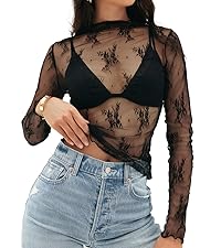 Mesh Lace Floral Tops 