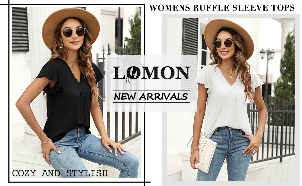 ruffle sleeve tops for women