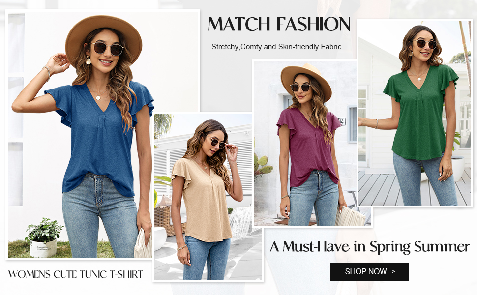 flutter sleeve tops for women