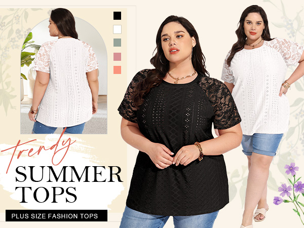 plus size lace tops