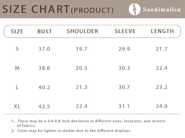 Tie Sweater Size Chart