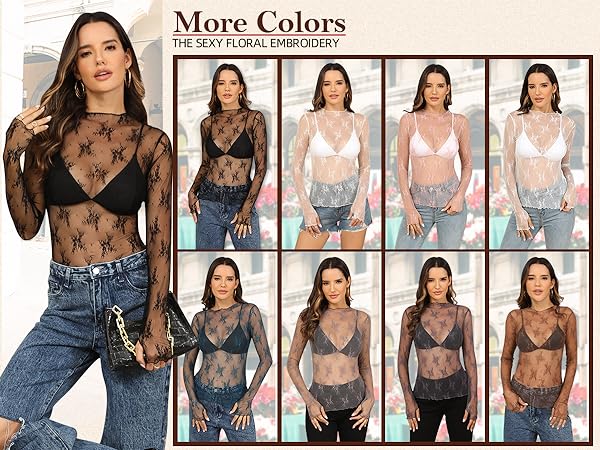 mesh top,lace long sleeve top,sheer long sleeve tops for women,sheer top,mesh top women long sleeve