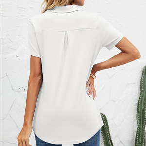 white v neck henley shirt women short sleeve blouse t shirt linen button down shirt