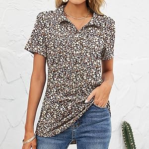 black v neck blouses for women fashion short sleeve button down henley t shirts 