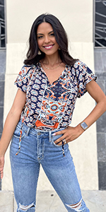 Women''s Summer Tops Casual Floral Print V Neck Ruffle Short Sleeve Loose Tunic T Shirt Blouse 