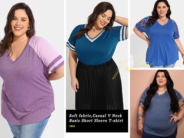 plus size color block top