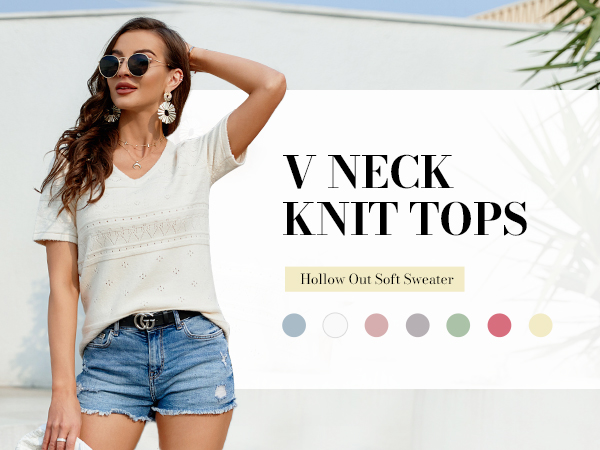 vneck knit tops