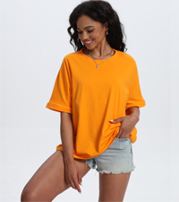 Womens Summer Oversized T Shirts Crewneck Rolled Short Sleeve Tops Casual Blouse Basic Tee Fashion 