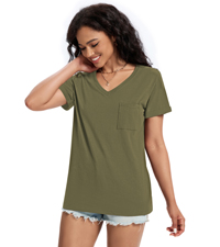 Womens V Neck Short Sleeve Shirts Trendy Summer Cute Fits T Shirts Casual Tops Fashion Basic Tees