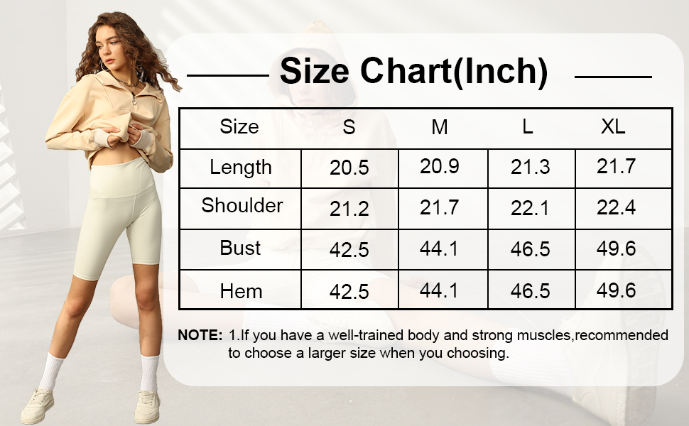 Hooded sweatshirts Size chart