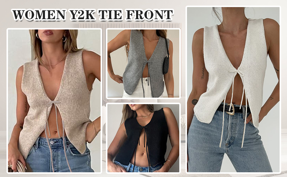 Women Y2K Button Sweater Vest