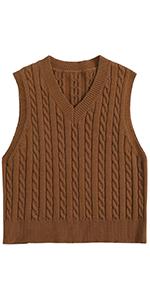 Women''s Vintage Loose Cable Knit  Sweater Vest 