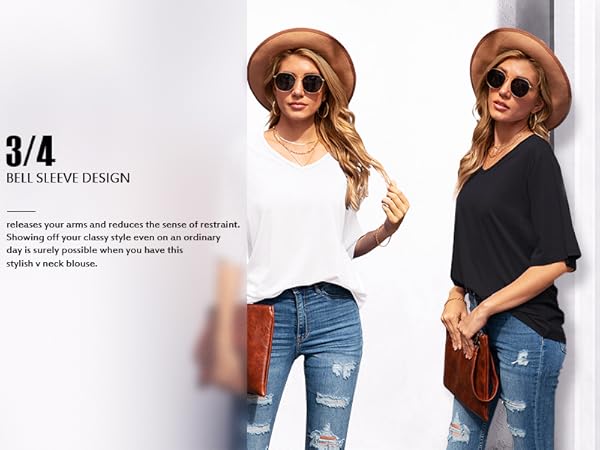 Women''s Summer Short Sleeve V Neck Tee Shirts Basic Tops