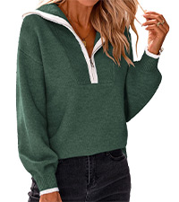 quarter zip Sweater half zip pullover women Long Sleeve fleece pullover women holiday Party