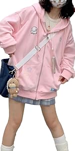 Kawaii Zip Up Hoodie Women