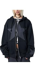 Zip Up Hoodie for Women Men Star Graphic Hoodie