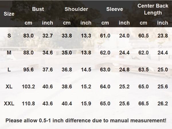 Size chart