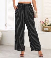 Women black strips pants