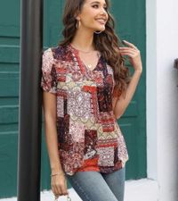 Casual Loose Short Sleeve Blouse Shirt