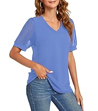 NILOUFO Womens Summer Casual Shirts Short Sleeve Tunic V Neck Trendy Blouses Tops