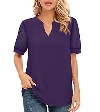 NILOUFO Womens Summer Casual Shirts Short Sleeve Tops Notch V Neck Blouses Trendy Tunic