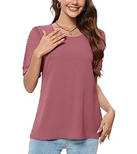 NILOUFO Womens Summer Casual Tunic Short Sleeve Blouses Trendy Loose T Shirts Tops