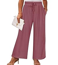 PLUS SIZE Red WIDE LEG CASUAL PANTS for women