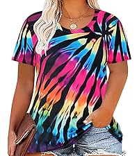 Plus Size Tie Dye Short sleeve tops