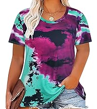 Plus Size Tie Dye Short sleeve tops