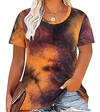 Plus Size Tie Dye Short sleeve tops