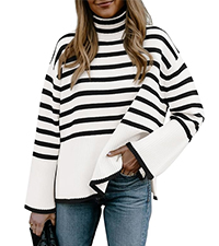 high neck striped sweater oversized casual sweater fall sweater top oversized turtleneck sweaters