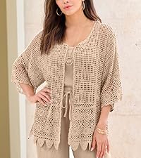 Scallop-Trim Crochet Cardigan