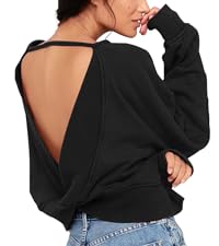 ReachMe Womens Open Back Off Shoulder Sweatshirts