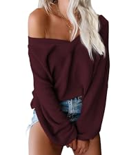 ReachMe Womens Oversized Off The Shoulder Tops