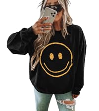 ReachMe Womens Smiley Face Pullover Hoodie