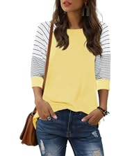 ReachMe Womens Striped 3/4 Sleeve Tops