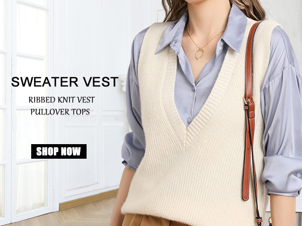 Women''s Sweater Vest V Neck Pullover Knitwear Tank Top Trendy Sleeveless Sweater Fall 2023