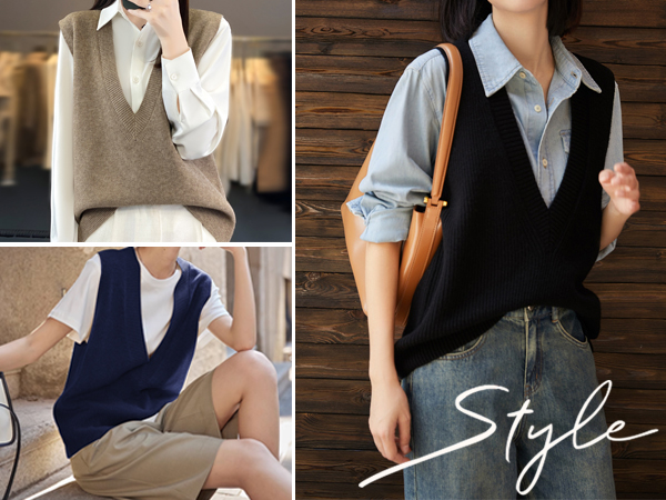 Women''s Sweater Vest V Neck Pullover Knitwear Tank Top Trendy Sleeveless Sweater Fall 2023 