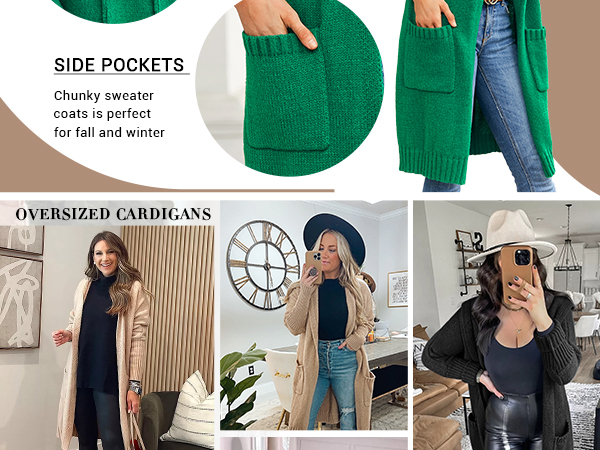 Oversized Cardigans with Pockets