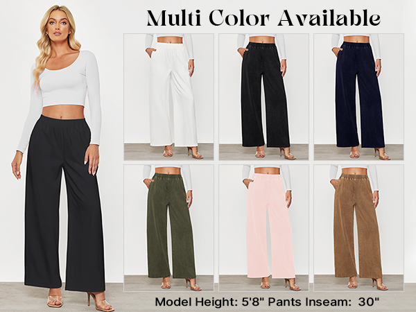 GRAPENT Women&#39;s Business Casual Work Pants with Pockets Relaxed High Waisted Wide Leg Trousers