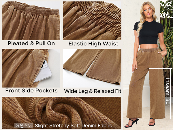 GRAPENT Women''s Business Casual Work Pants with Pockets Relaxed High Waisted Wide Leg Trousers