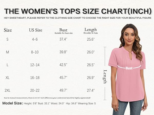 2024 trendy v neck shirt ladies basic t-shirts spring tunic loose fit tees dress shirts plain tee 